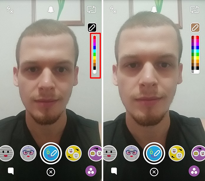 Snapchat pode tem paleta de cores completa para serem usadas em desenho (Foto: Reprodução/Elson de Souza)