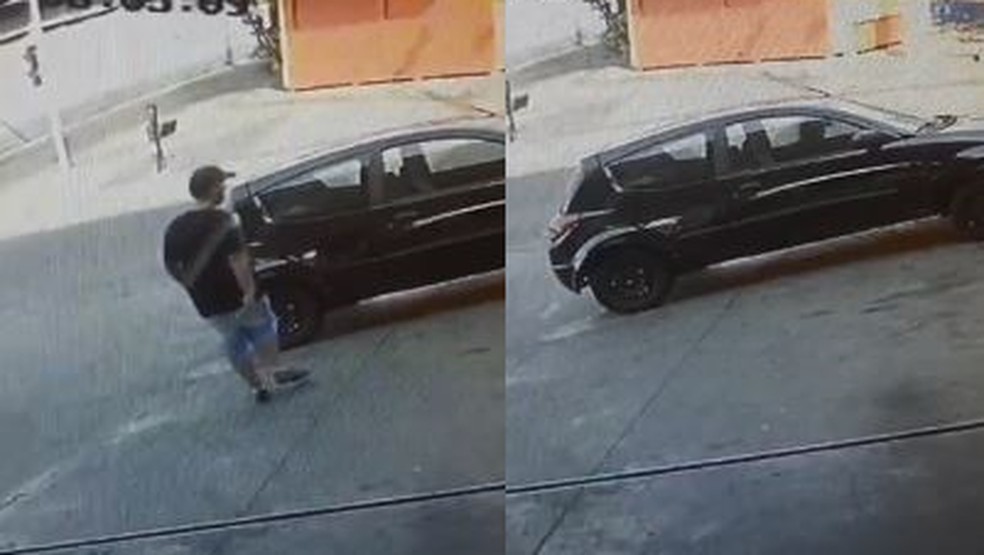 Suspeito de furtar carro em Avaré foi flagrado por câmeras de segurança — Foto: PM Ambiental/Divulgação