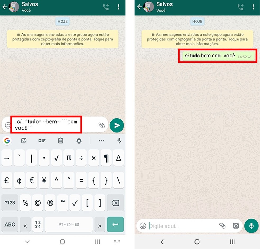 Use truques de texto para escrever em itálico, negrito, tachado ou com fonte monoespaçada — Foto: Reprodução/Paulo Alves