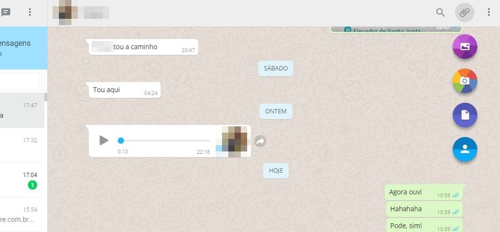 WhatsApp Web oferece mais opções de arquivos para enviar (Foto: Reprodução/ Taysa Coelho)