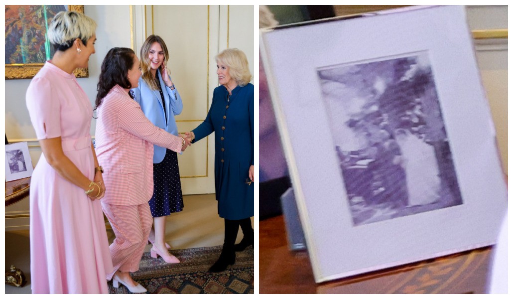O flagrante do porta-retrato com a foto de Meghan Markle na casa do Príncipe Charles e da Duquesa Camilla (Foto: Getty Images)