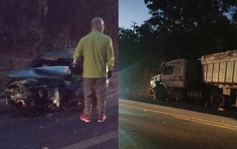 Batida entre carro e caminhão deixa motorista gravemente ferido em Avaré  — Foto: Balneário Costa Azul/ Reprodução