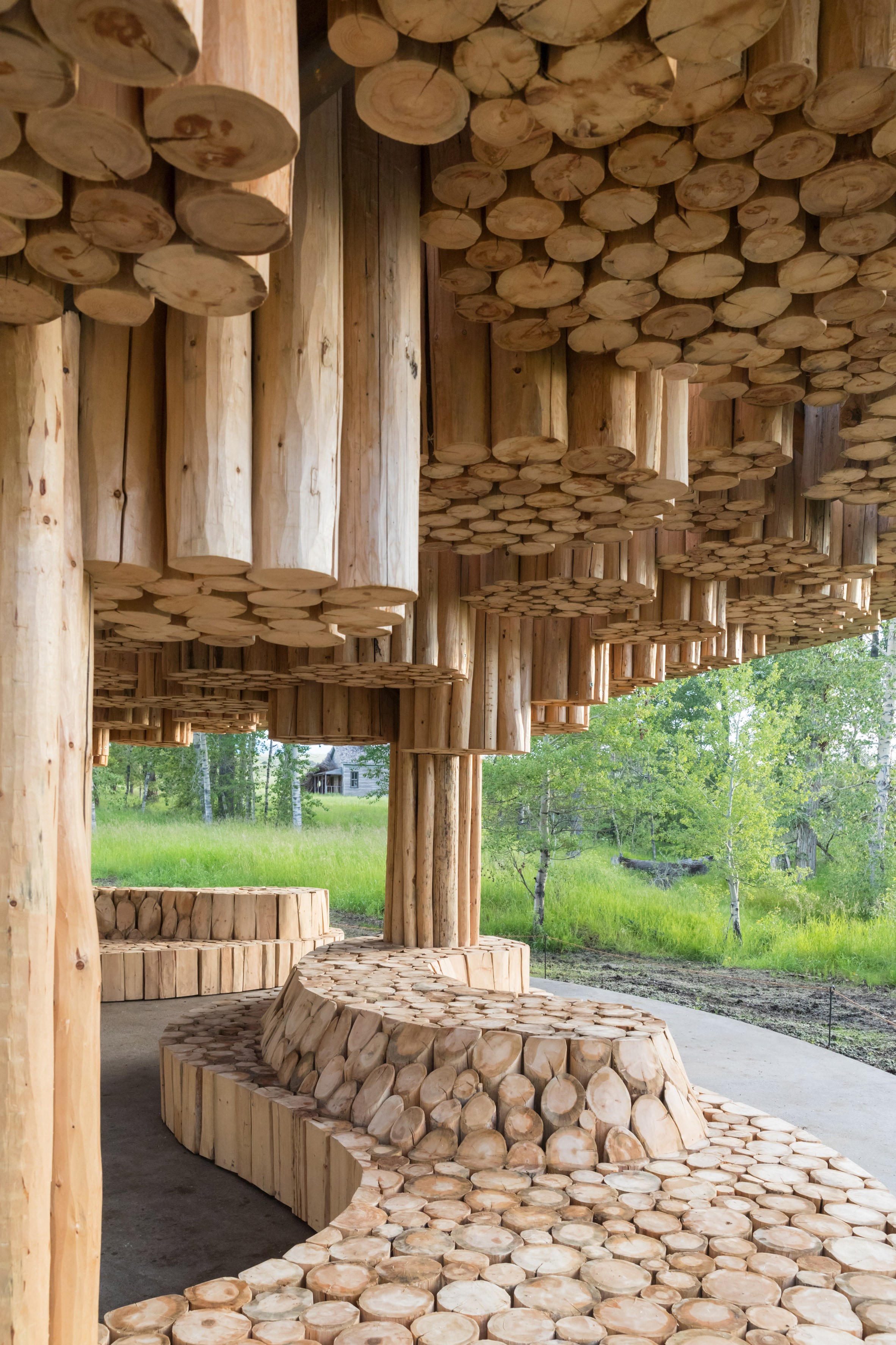 Diébédo Francis Kéré usa árvores doentes para criar pavilhão de madeira (Foto: Iwan Baan/Divulgação)