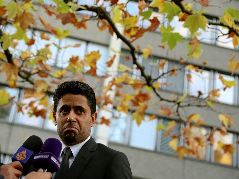 PSG President Nasser Al-Khelaifi in 2017 when he went to Switzerland to testify about the case - Photo: Arnd Wiegmann / Reuters