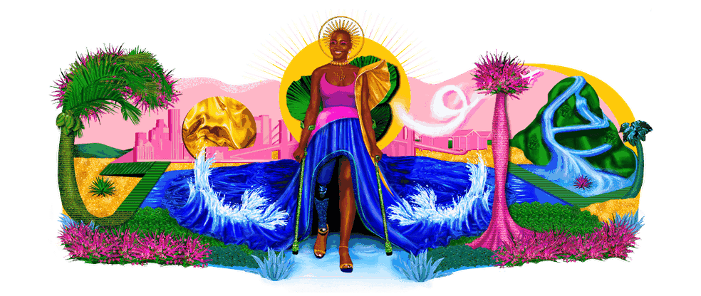 Mama Cax, modelo negra e com deficiência que lutou por inclusão na moda, é homenageada com Doodle do Google nesta quarta-feira (8) — Foto: Divulgação/Google