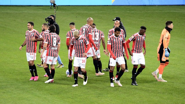 Time do São Paulo antes de clássico contra o Corinthians