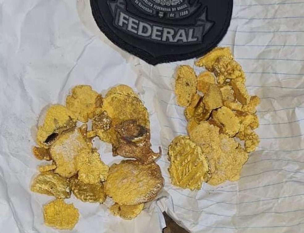 Polícia Federal apreendeu cerca d 260 gramas de material semelhante a ouro em operação no interior do AM — Foto: Divulgação
