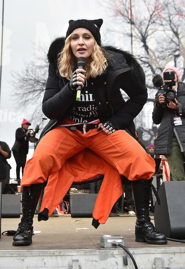 A cantora Madonna no protesto contra Donald Trump (Foto: Getty Images)