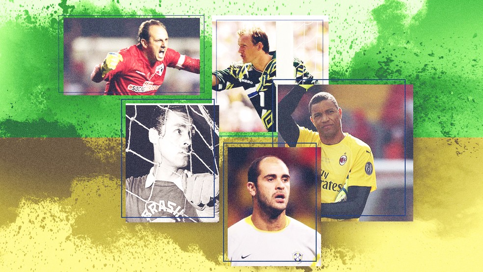Taffarel, Gilmar, Marcos, Dida e Rogério Ceni ocuparam os cinco primeiros lugares — Foto: Editoria de Arte
