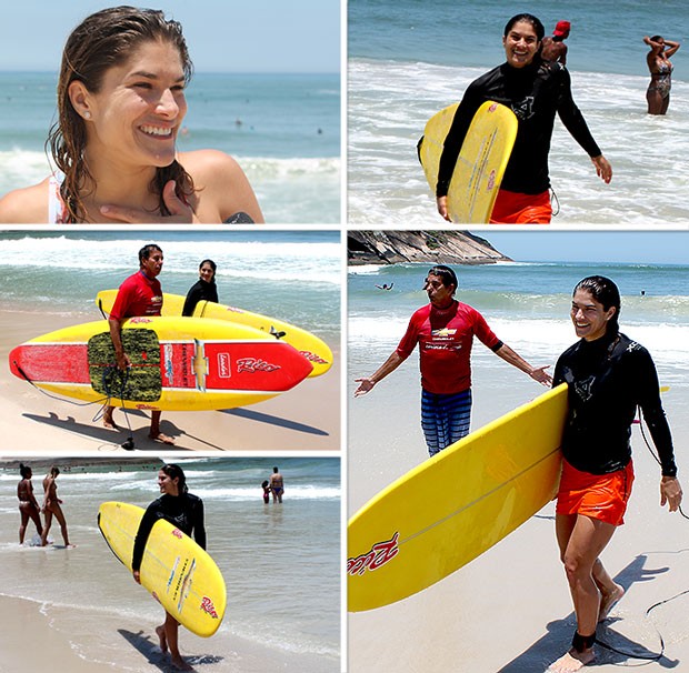 Mosaico Eu Atleta surfe esporte de verão Priscila Fantin parte 2 (Foto: Editoria de Arte)